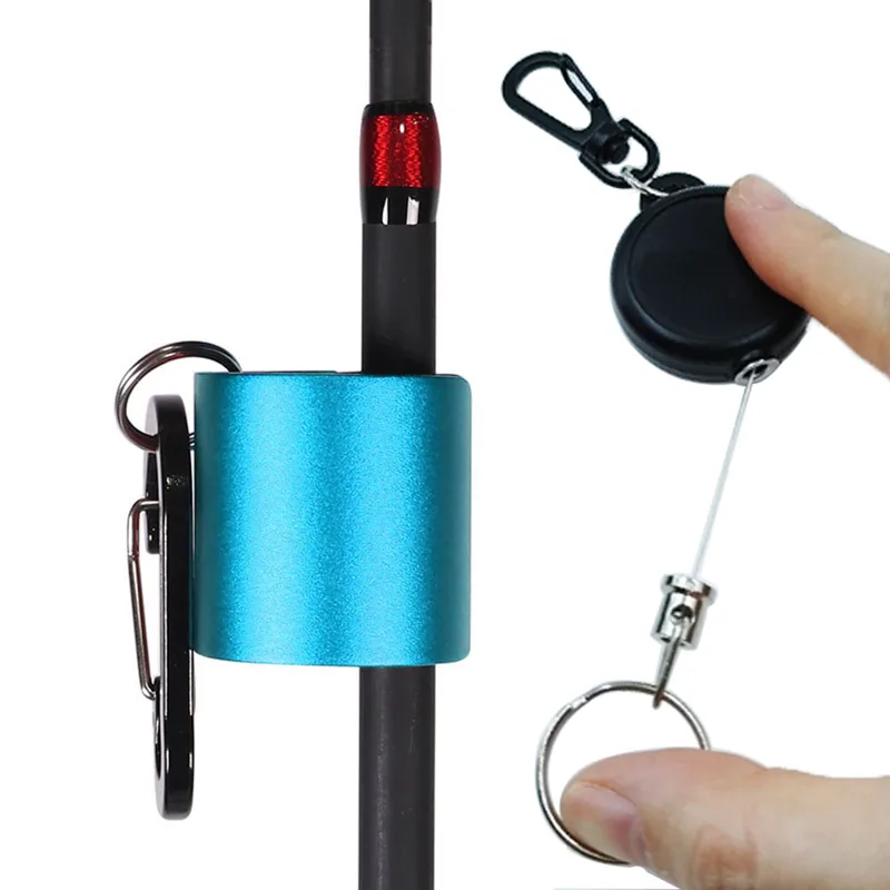 Fishing Rod Fly - 1 Set Tragbarer Angelruten-Clip mit Zinger-Retraktor,