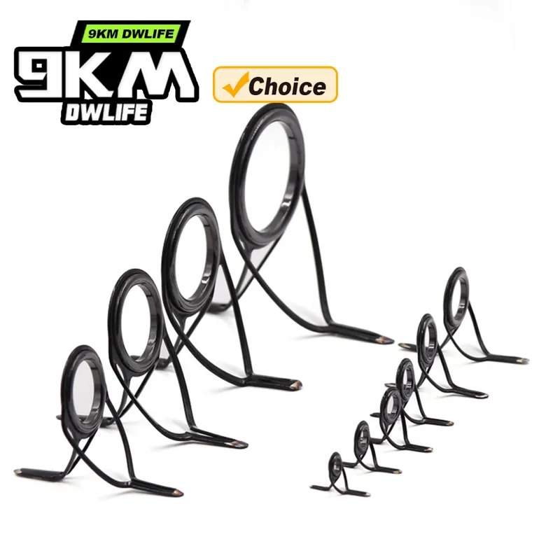 Fishing Rod Repair Kit - 9KM OB Gebogenes Rutenführungsset 10-teilig Doppel-Fuß-Angelrutenführungen