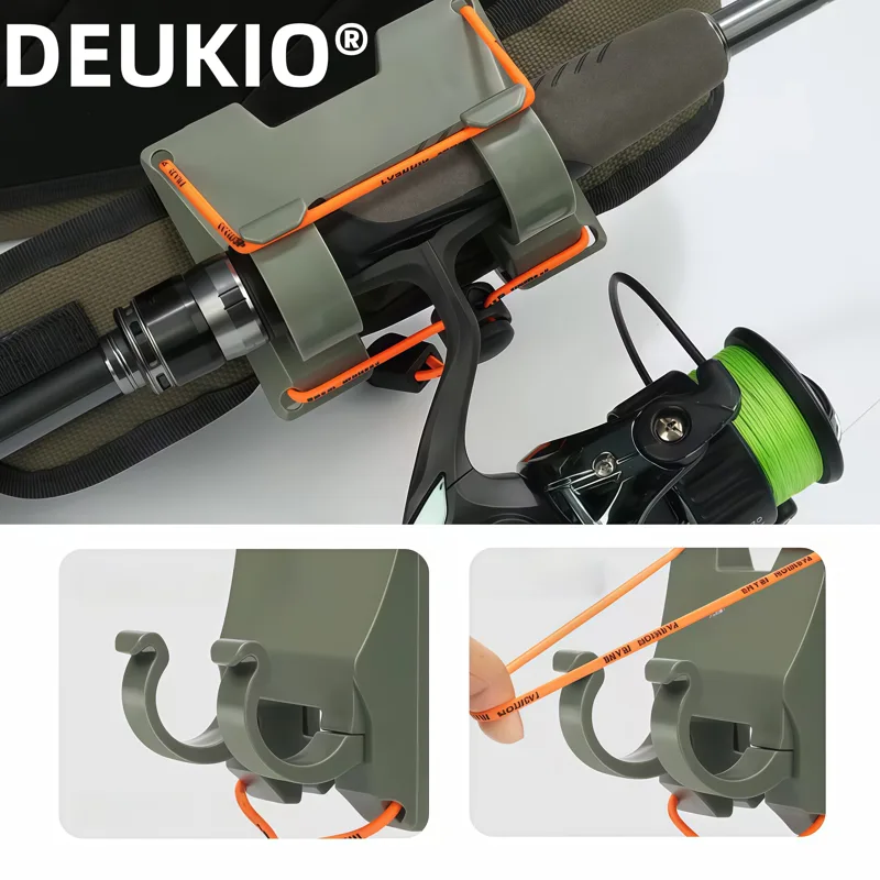 Fishing Rod Spinning - DEUKIO Outdoor-Gürtelclip-Rutenhalter, freihändiges Schiebeverschluss-System mit 360°-Drehung