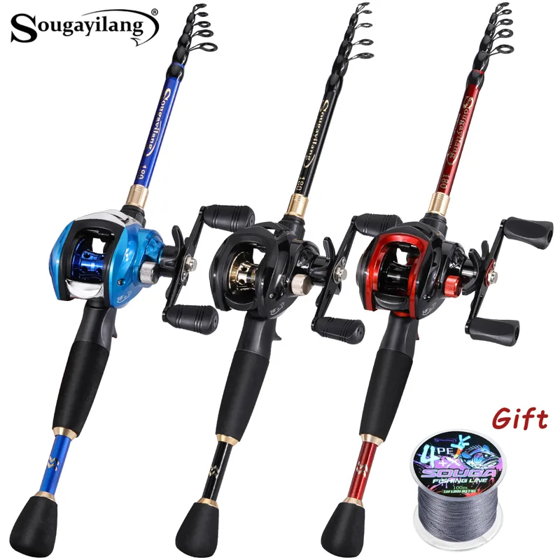 Fishing Rod Carbon Fiber - Sougayilang Angelset mit Kohlefaserrute 7,2:1 leistungsstarke