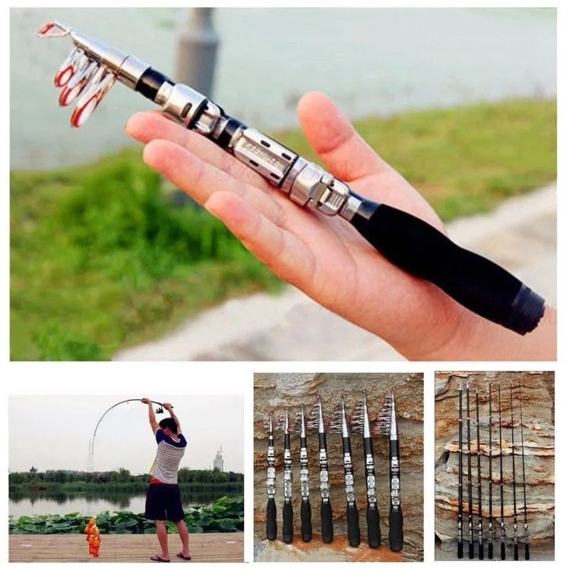 Fishing Rod Travel - 1M Verstellbare Teleskop-Angelrute Praktische Verstärkte Glasfaser-Angelrute