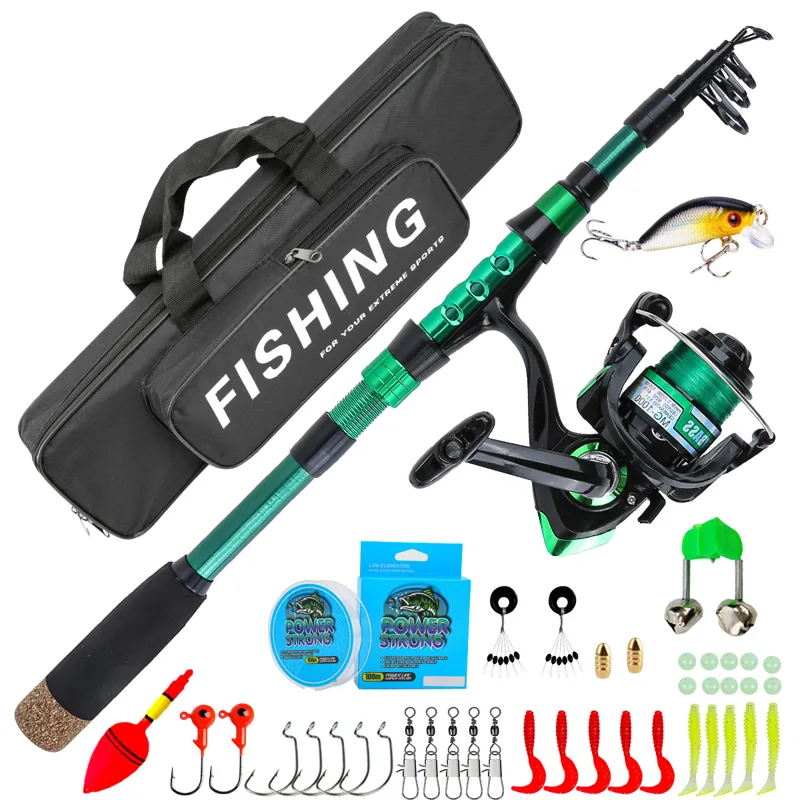 Fishing Rod Carbon Fiber - 1,8 Meter Grüne Carbon-Teleskop-Angelrute Combo All-in-One