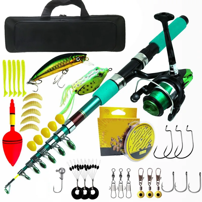 Fishing Rod Telescopic - Tragbares Ultraleichtes Karpfen-Teleskop-Spinnruten- und Rollen-Set, zusammenklappbare