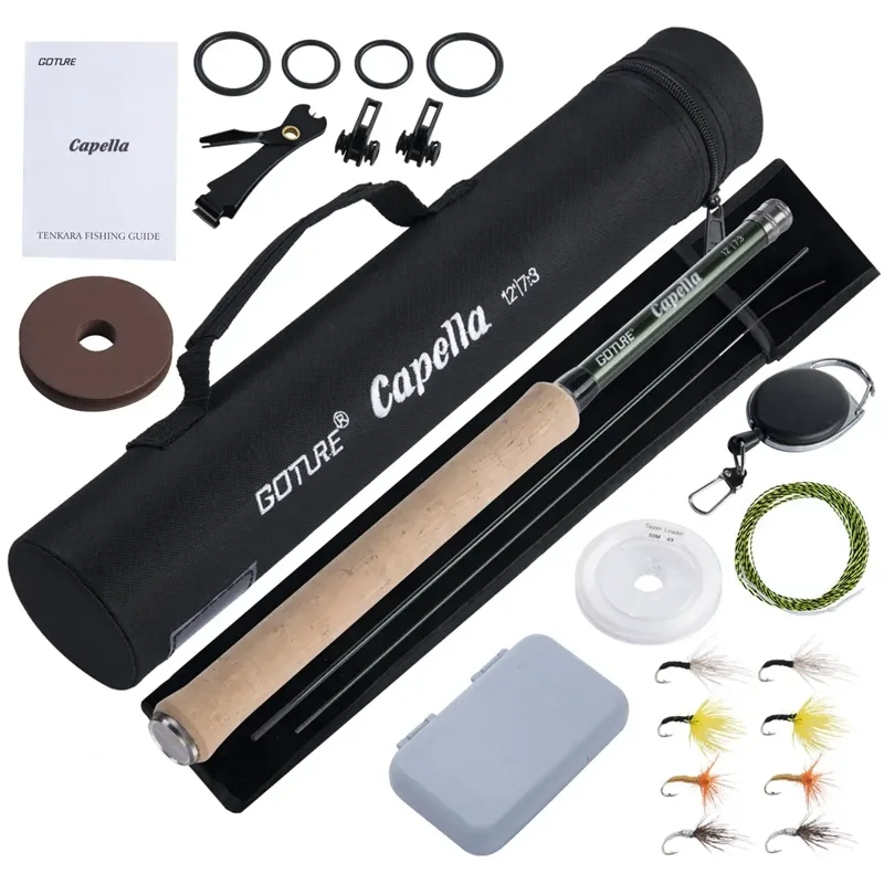 Fishing Rod Carbon Fiber - Goture 12FT Klassische Tenkara Fliegenfischerrute Combo