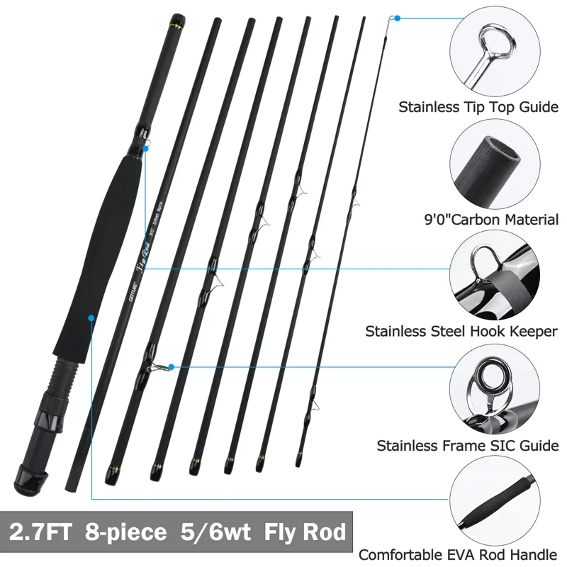 Goture 8 Abschnitt Travel Fly  – Fishing Rod Combo Bewertung und Preis