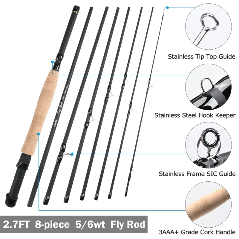 Goture 8 Abschnitt Travel Fly  – Fishing Rod Combo Bewertung und Preis